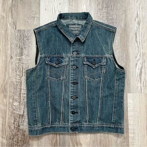 Ring of Fire Los Angeles Big Stitch Denim Vest Size Large